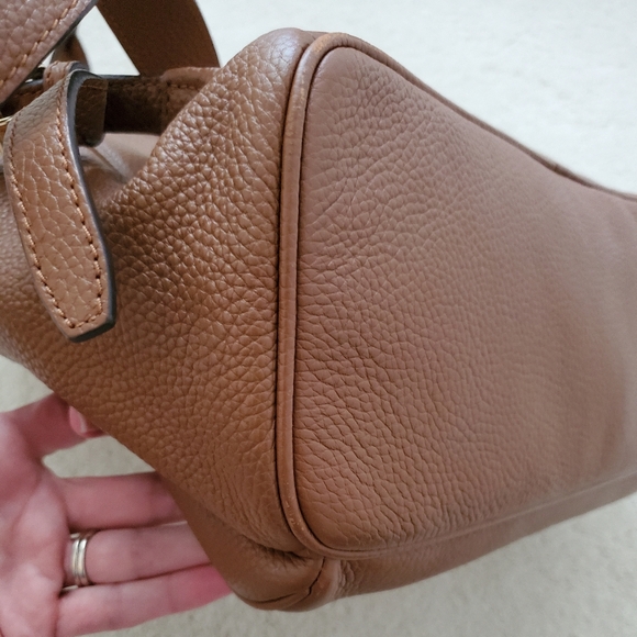Michael Kors Brown Abbey Pebbled Leather Backpack - Picture 10 of 16